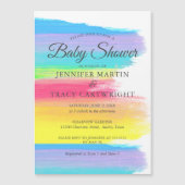 2つのママ虹の美しいレズビアン赤ちゃんシャワー マグネット招待状 (正面)