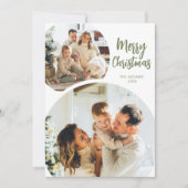 2つのミニマル丸い写真クリスマス シーズンカード (正面)