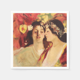 2つのミューズ春（Stefan Luchian著） スタンダードカクテルナプキン