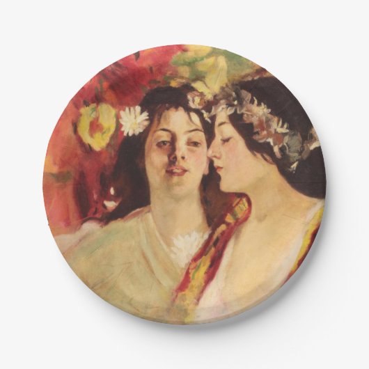 2つのミューズ春(Stefan Luchian著) ペーパープレート (正面)