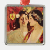 2つのミューズ春(Stefan Luchian著) メタルオーナメント (正面)