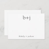 2つのモダンイニシャルモノグラムカップル文房具 ノートカード (正面/裏面)