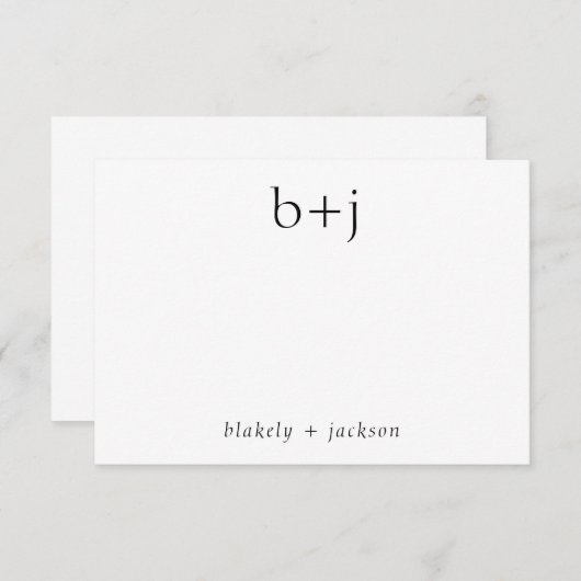 2つのモダンイニシャルモノグラムカップル文房具 ノートカード (正面/裏面)