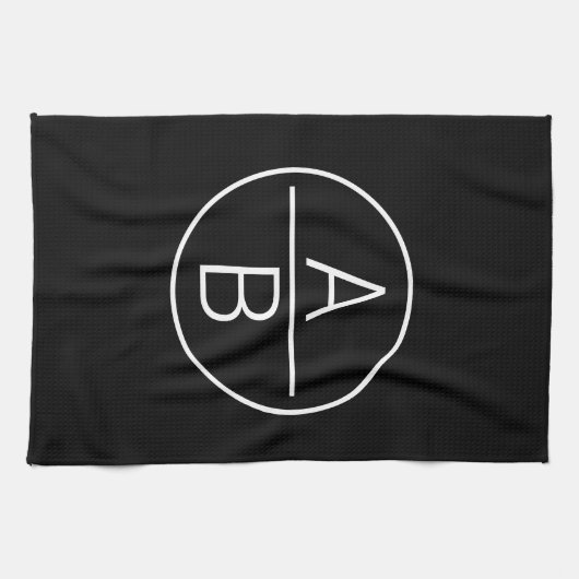 2つのモダンイニシャルモノグラム キッチンタオル (横)