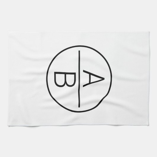 2つのモダンイニシャルモノグラム キッチンタオル (横)