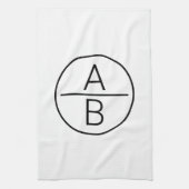 2つのモダンイニシャルモノグラム キッチンタオル (縦)