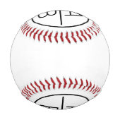 2つのモダンイニシャルモノグラム 野球ボール (裏面)