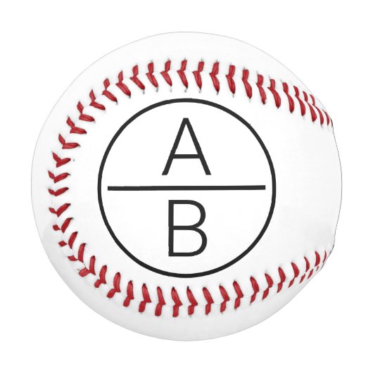 2つのモダンイニシャルモノグラム 野球ボール (正面左)