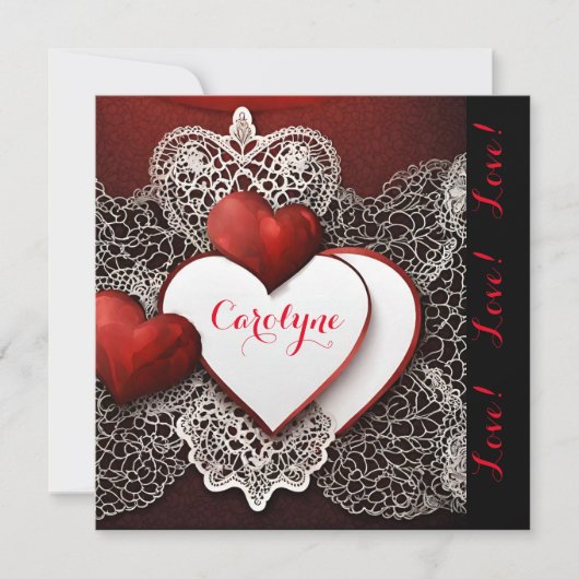 2つのモダンハートにレースと愛 シーズンカード (正面)