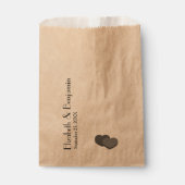 2つのモダンハートパーソナライズされた名の日付結婚 フェイバーバッグ (正面)