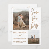 2つのモダン写真で日付カードを保存 セーブザデート (正面/裏面)