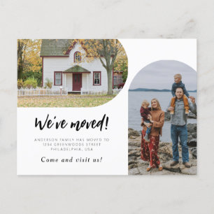 2つのモダンArchフォト引っ越しましたのスクリプトを作成 案内ポストカード