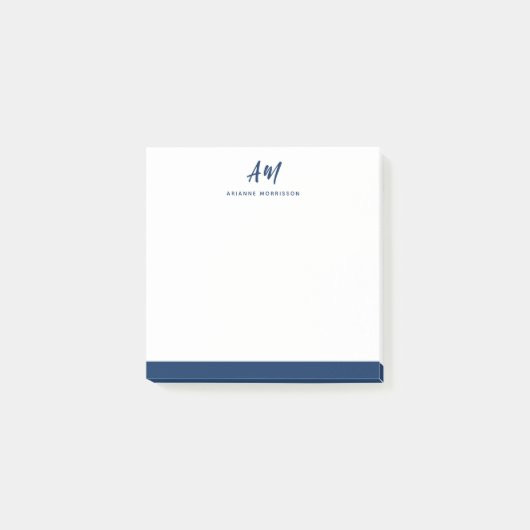 2つのモノグラムのネイビーカジュアルブルースクリプト名 ポストイット (正面)