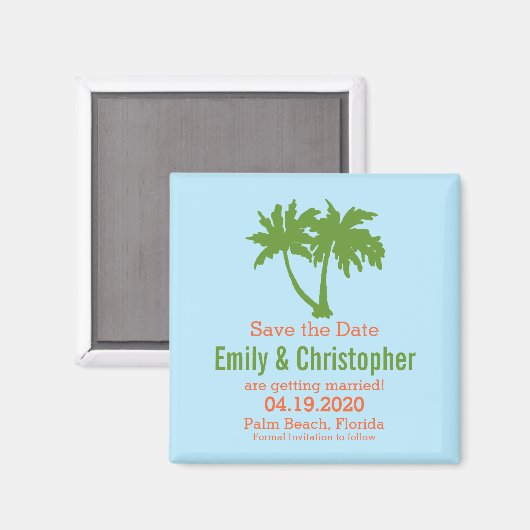 2つのヤシの木は日付の磁石を保存 マグネット (正面/裏面)