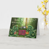 2つのユニークドラゴンを持つ記念日カード カード (黄色い花)