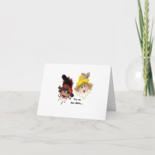 2つのユーモアのあるダイエット折り畳みグリーティングカードの必要性 カード (正面)