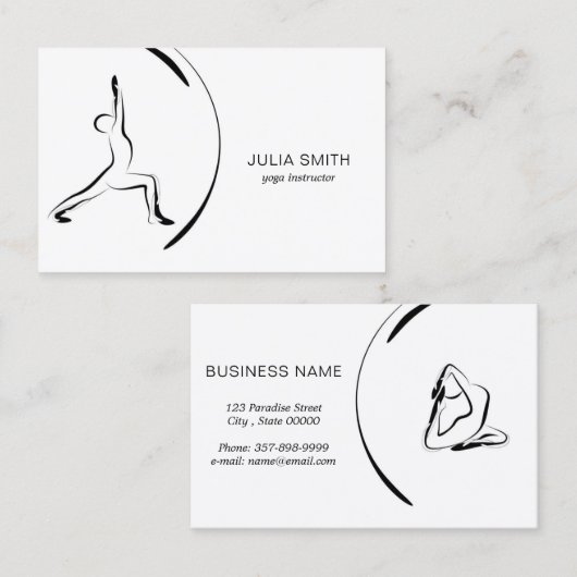 2つのヨガの姿勢のヨガのインストラクターカード 名刺 (正面/裏面)