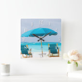 2つのラウンジオン海ビーチ スクエア壁時計 (ホーム)