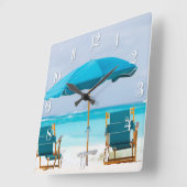 2つのラウンジオン海ビーチ スクエア壁時計 (傾斜)