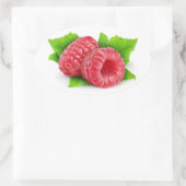 2つのラズベリー葉と 楕円形シール (バッグ)