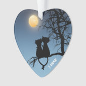 2つのラバーズキャットアニバーサリー紙ハート オーナメント (正面)