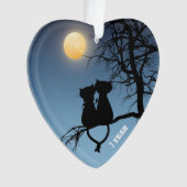 2つのラバーズキャットアニバーサリー紙ハート オーナメント (正面)