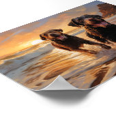 2つのラブラドールのビーチ ポスター (角)