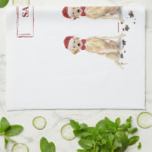 2つのラブラドールレトリバーおもしろいスクリスマスドッグ キッチンタオル (折り畳み)