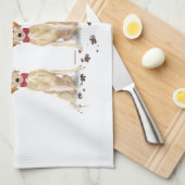 2つのラブラドールレトリバーおもしろいスクリスマスドッグ キッチンタオル (四つ折り)