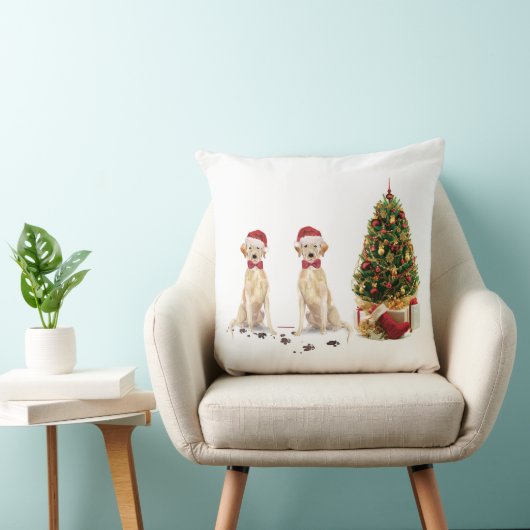 2つのラブラドールレトリバーおもしろいスクリスマスドッグ クッション (椅子)