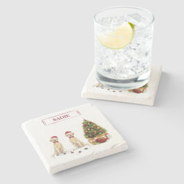 2つのラブラドールレトリバーおもしろいスクリスマスドッグ ストーンコースター