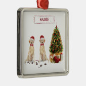 2つのラブラドールレトリバーおもしろいスクリスマスドッグ メタルオーナメント (右)