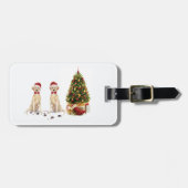 2つのラブラドールレトリバーおもしろいスクリスマスドッグ ラゲッジタグ (正面横)