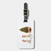 2つのラブラドールレトリバーおもしろいスクリスマスドッグ ラゲッジタグ (正面縦)