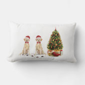 2つのラブラドールレトリバーおもしろいスクリスマスドッグ ランバークッション (正面)
