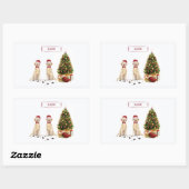 2つのラブラドールレトリバーおもしろいスクリスマスドッグ 長方形シール (シート)