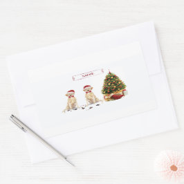 2つのラブラドールレトリバーおもしろいスクリスマスドッグ 長方形シール