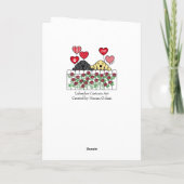 2つのラブラドール見る漫画バラバレンタイン シーズンカード (裏面)