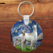 2つのラマで星空の夜 キーホルダー (正面)