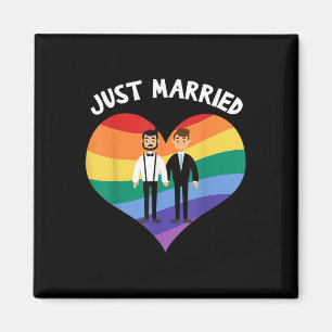 2つのルームスたった今結婚しましたゲイウェディングパーティーティーLgbt マグネット