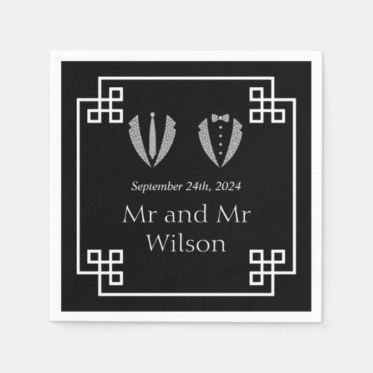 2つのルームスゲイ結婚タキシードのディナーカクテル スタンダードカクテルナプキン (正面)