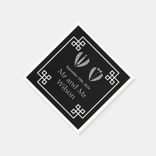 2つのルームスゲイ結婚タキシードのディナーカクテル スタンダードカクテルナプキン (角)