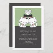 2つのルームズキャットテーマのゲイ結婚ズ 案内状 (正面/裏面)