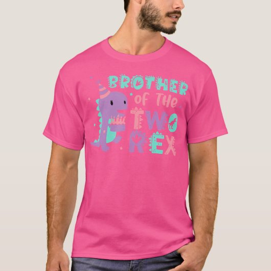 2つのレックス誕生日恐竜の家族Maの兄弟 Tシャツ (正面)