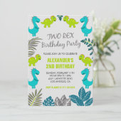 2つのレックス誕生日招待状少年の青いジャングルかわいい 招待状 (スタンド正面)