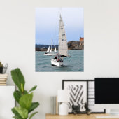 2つのレーシングヨットのボート ポスター (ホームオフィス)