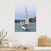 2つのレーシングヨットのボート ポスター (キッチン)