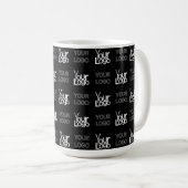 2つのロゴまたはイメージの繰り返しパターン コーヒーマグカップ (正面右)