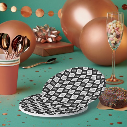 2つのロゴまたはイメージの繰り返しパターン ペーパープレート (複数)