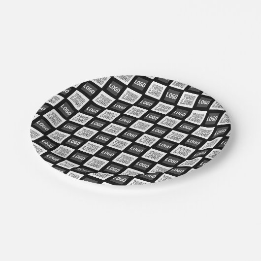 2つのロゴまたはイメージの繰り返しパターン ペーパープレート (アングル)